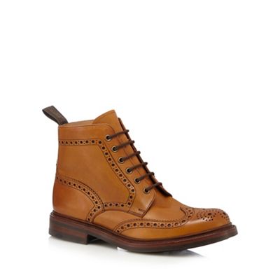 Wide fit tan brogue style ankle boots